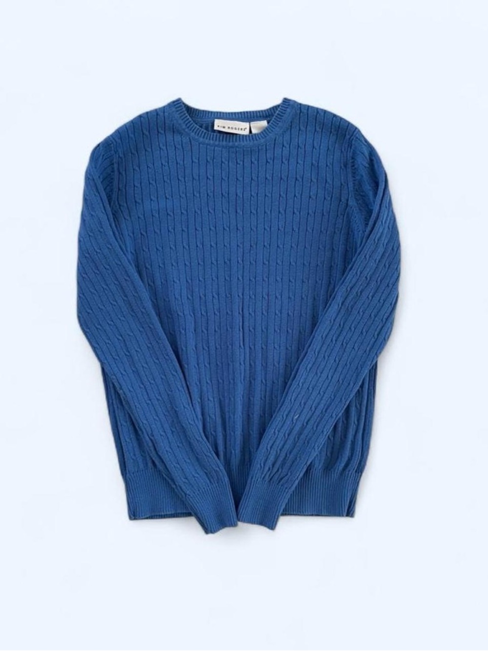 Cotton cable knit crewneck sweater by Kim Rogers size S